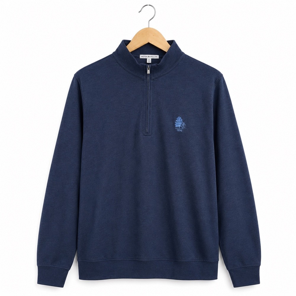 Peter Millar Mens Quarter Zip Pullover Navy Blue CC of Cleveland MS15K40 Size M